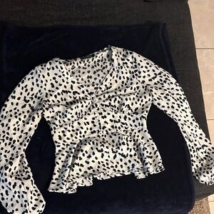 Lulu's Black and White Patterned Blouse